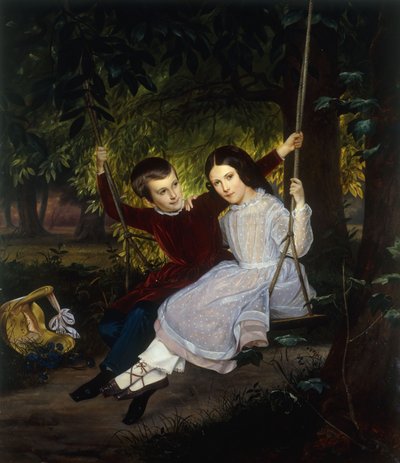 Alexander y Fanny en un columpio, 1847 de Just Jean Christian Holm