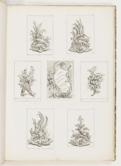 Diseño de ornamento con motivo de cangrejo de río, pl. 14 en Livre des Légumes (Serie de ornamento vegetal) pl. i de Juste Aurèle Meissonnier