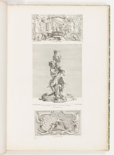 Panel ornamental que representa el rapto de Helena, pl. 24 en Oeuvre de Juste Aurèle Meissonnier