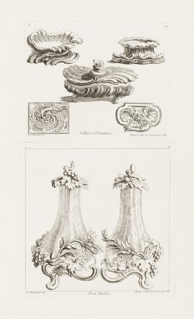 Saleros y tabaqueras, plancha 69 en Oeuvres de Juste Aurèle Meissonnier