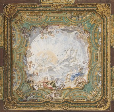 "Carro de Apolo", diseño del techo del gabinete del conde Bielinski, Varsovia, Polonia de Juste Aurèle Meissonnier