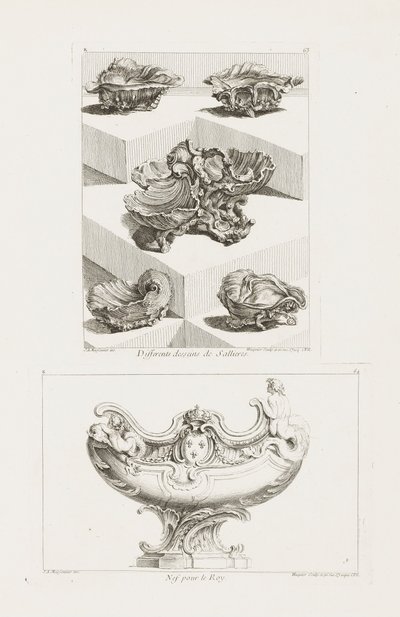 Diferentes diseños de saleros, pl. 63 en Oeuvre de Juste-Aurele de Juste Aurèle Meissonnier
