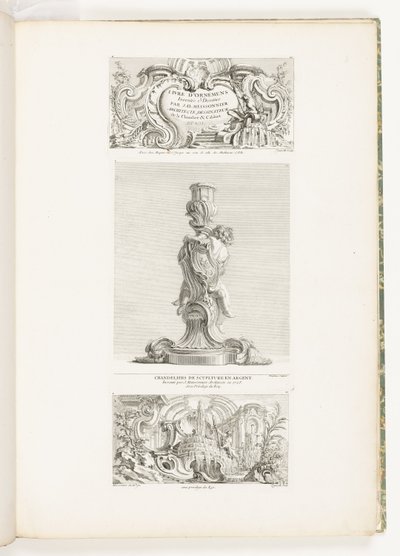 Libros de ornamentos inventados y diseñados por J.A. Meissonnier arquitecto, dibujante de la Cámara y Gabinete del Rey, pl. 20 en Oeuvres de Juste-Aurèle Meissonnier de Juste Aurèle Meissonnier