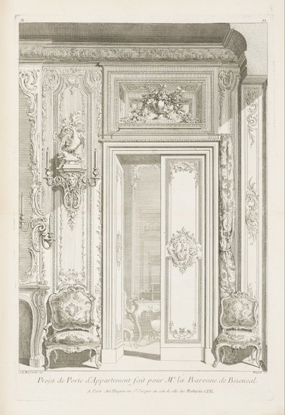 Proyecto de puerta de apartamento hecho para la Baronesa de Bezenval; Proyecto de puerta para Madame de de Juste Aurèle Meissonnier