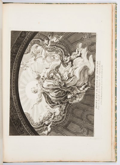 Diseño para el Techo Pintado de la Capilla de la Virgen de St. Sulpice de París, lámina 105, en Oeuvres de Juste-Aurèle Meissonnier de Juste Aurèle Meissonnier