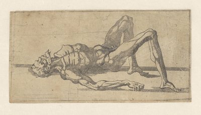Hombre desnudo, tumbado de espaldas de Juste de Juste (attributed to)