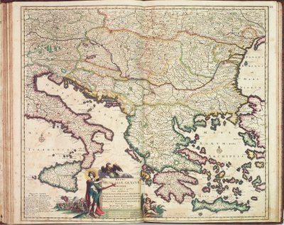 Atlas de Justus Danckers: Hungría y Grecia, c.1688 (grabado coloreado) de Justus Danckertsz