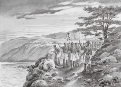 Sargón I en el Mediterráneo (litografía) de Justus Hill