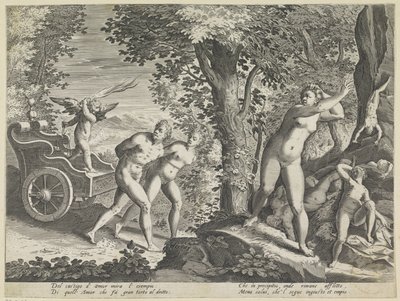 Desnudos perseguidos por Amor Castigo d´Amore Diferentes aspectos del amor (título de la serie) de Justus Sadeler (attributed to)