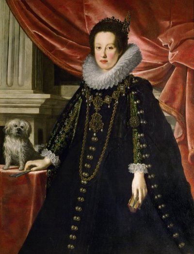 Anna de Médicis, archiduquesa de Austria con un perrito de Justus Sustermans