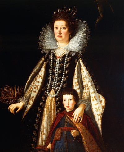 Retrato de la Archiduquesa María Magdalena de Austria con su hijo Fernando II de Justus Sustermans