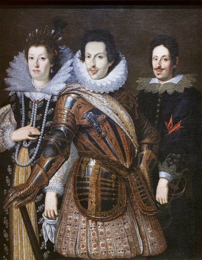 Cosme II de Médicis con su esposa María Magdalena de Austria y su hijo Ferdinando II de Justus Suttermans