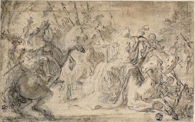 Zenobia rodeada de soldados montados de Justus van Egmont