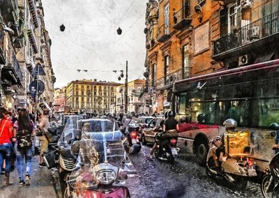 Calle concurrida de una ciudad europea de Justyna Jaszke