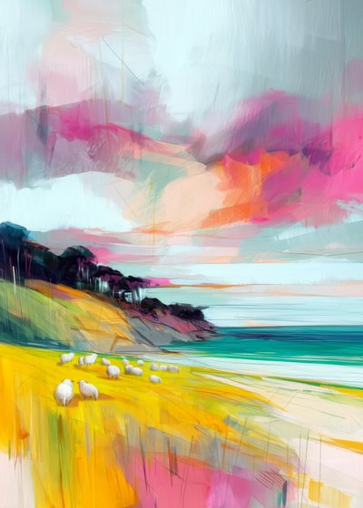 Paisaje de ovejas de colores de Justyna Jaszke