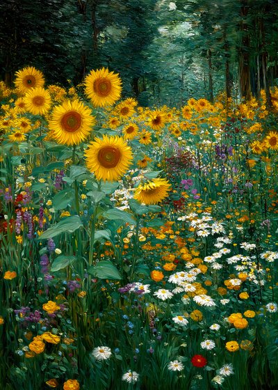Borde del bosque de girasoles dorados de Justyna Jaszke