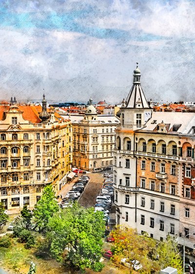Vista de una ciudad histórica europea de Justyna Jaszke