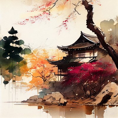 Templo japonés en otoño de Justyna Jaszke