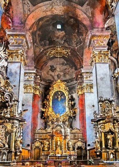 Interior de una iglesia ornamentada de Justyna Jaszke