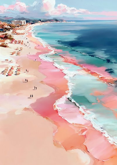 El paraíso de la playa rosa de Justyna Jaszke
