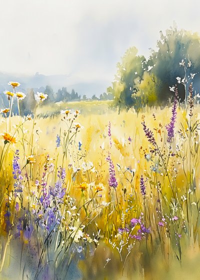 Pradera soleada de flores silvestres de Justyna Jaszke