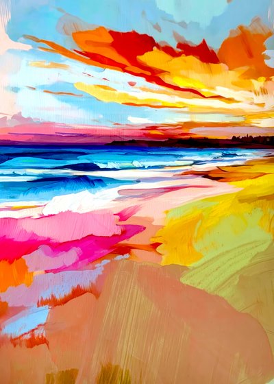 Una puesta de sol llena de colorido en la playa de Justyna Jaszke
