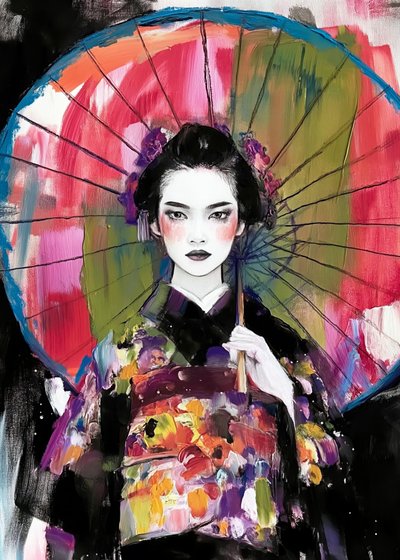 Paraguas «Geisha» de colores vivos de Justyna Jaszke