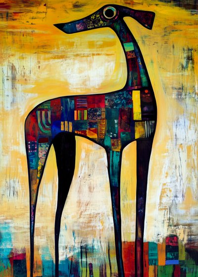 Perro de retazos de colores vivos de Justyna Jaszke