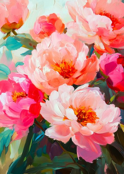 Flores de peonía de colores vivos de Justyna Jaszke