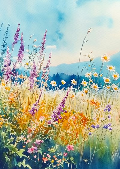 Pradera de flores silvestres llena de colorido de Justyna Jaszke