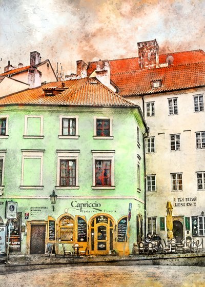 Café europeo «Watercolor» de Justyna Jaszke