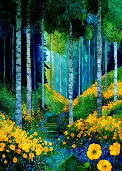 Sendero del Bosque de las Flores Amarillas de Justyna Jaszke