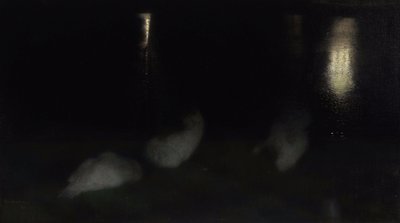 Nocturno. Cisnes en el Jardín Sajón en Varsovia por la noche de Jozef Pankiewicz