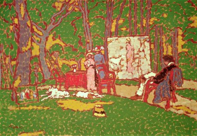 Pintando a Lazarine y Anella en el parque. Hace calor de József Rippl Rónai