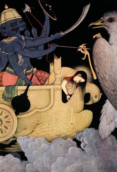 Ravana luchando con Jatayu, 1913 de K Venkatappa