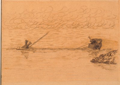 Hombre en kayak arponeando una foca buceadora de Kaarale Andreassen