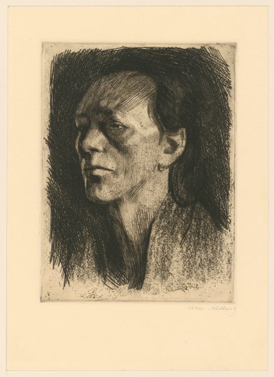 Mujer trabajadora con pendiente, 4.º estado de Käthe Kollwitz