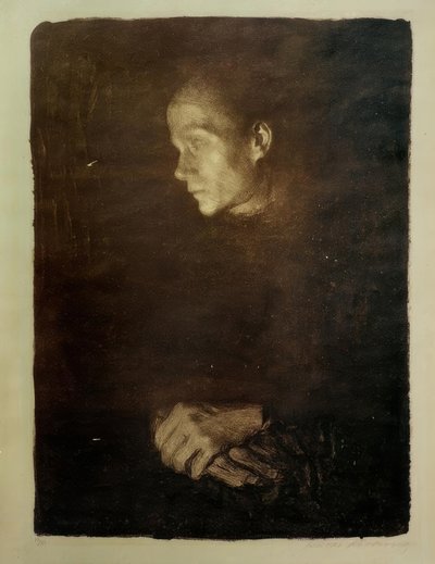 Mujer trabajadora de perfil hacia la izquierda de Käthe Kollwitz