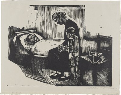 Visita al hospital (lámina 4 de: Die Schaffenden, 7.º año, 2.ª carpeta) de Käthe Kollwitz
