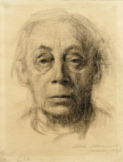 Autorretrato en frente de Käthe Kollwitz