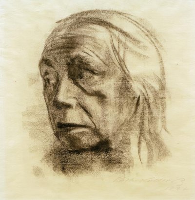 Autorretrato en vista de tres cuartos hacia la izquierda de Käthe Kollwitz