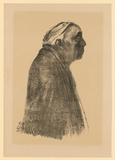 Autorretrato de perfil hacia la derecha (3.er estado) de Käthe Kollwitz