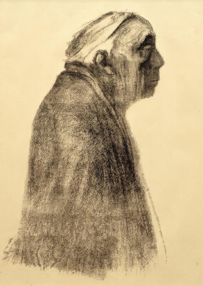Autorretrato de perfil mirando a la derecha de Käthe Kollwitz