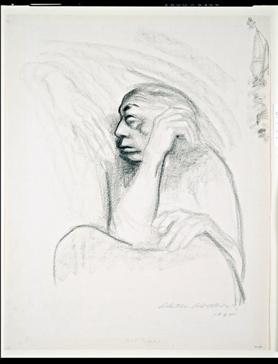 Autorretrato con la mano de la muerte, 1924 de Käthe Kollwitz