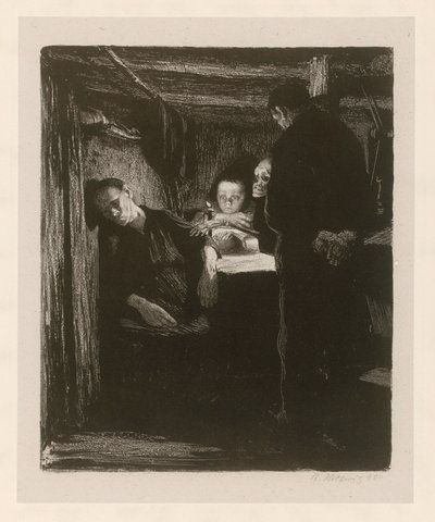 Muerte (hoja 2 de «Una revuelta de tejedores», 2.º estado) de Käthe Kollwitz