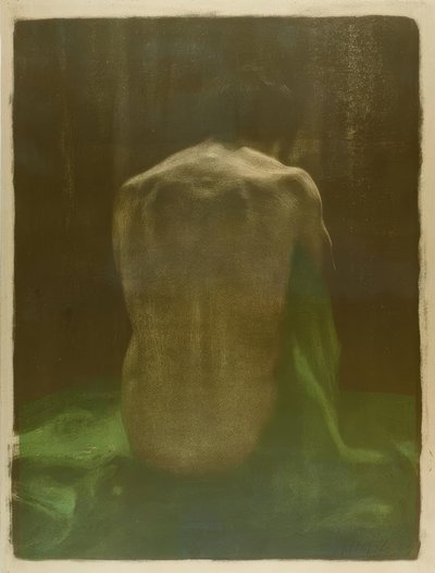 Desnudo femenino de espaldas sobre tela verde de Käthe Kollwitz