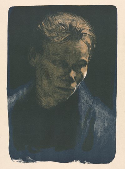 Mujer trabajadora con chal azul de Käthe Kollwitz