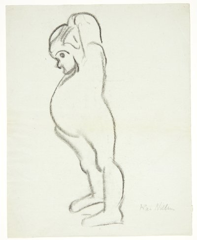 Niño de Pie, Tirando de la Camisa sobre su Cabeza de Kai Nielsen