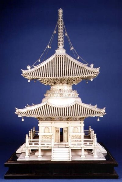 Modelo de un santuario de templo, finales del siglo XIX de Kaigyokusai Masatsugu