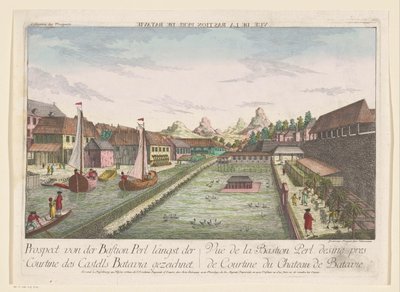 Vista del bastión de esquina Parel, parte del castillo de Batavia Prospect von der Bastion Perl längst der Courtine des Castells Batavia gezeichnet (título sobre el objeto) de Kaiserlich Franziskische Akademie